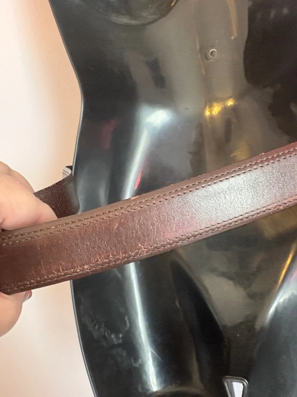 Coach Brown Leather Belt with Silver Metal Buckle